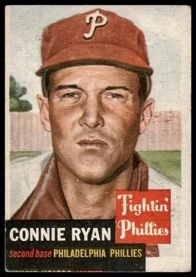 1953 Topps #102b Connie Ryan Bio uses white text - Image 1 of 2