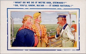 Vintage Bamforth Steward Comic Postcard “It Comes Natural” Ocean Cruise Joke - Picture 1 of 2