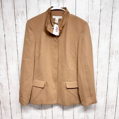 Chaqueta Josephine Chaus Mujer Talla 10 Tostada Cuello Simulado Cuello Botón Bolsillo Informal Foto 1 de 4