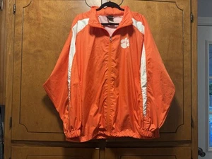 Cortavientos con capucha Clemson Tigers para hombre L cremallera completa cremalleras en bolsa naranja y blanco - Imagen 1 de 6