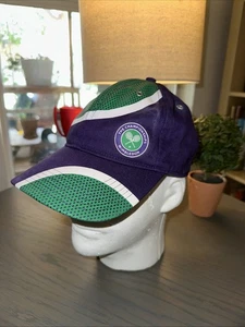 WIMBLEDON THE CHAMPIONSHIPS HAT RARE GREEN PURPLE MENS WOMENS ADJUSTABLE Cap - Picture 1 of 7