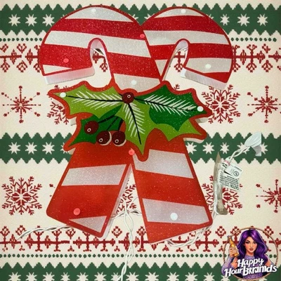 Holiday Time Lighted LED Candy Cane Hanging Christmas Window Decor 15/12 Pre Own - Image 1 of 3