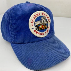 Vintage Caesars Palace Grand Prix Corduroy Hat Sz. M/L F1 Racing Blue Cap *RARE* - Picture 1 of 21