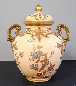 EXQUISITE SELTENE DURCHBOHRTE GROSSE URNENVASE ROYAL WORCESTER 1515 VERGOLDET BLUSH 1892 - Bild 1 von 14