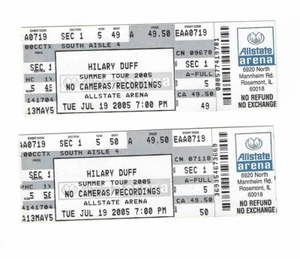 Hilary Duff Unused Concert Tickets From July 19, 2005 - Picture 1 of 2