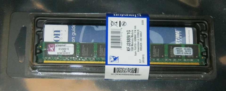1x 1GB Kingston DDR2 RAM 667MHz PC2-5300U DIMM 240-pol. CL5 KFJ2889/1G LOW NEU - Bild 1 von 1