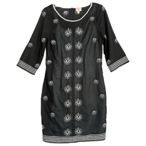 Plenty by Tracy Reese Sheer Cotton Dress Size 8 Embroidered Floral Resort Cruise - Picture 1 of 12