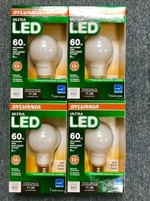Sylvania LED 60W Equivalent Soft White 2700K Ultra A19 Light Bulb 4 Pack - Image 1 of 3