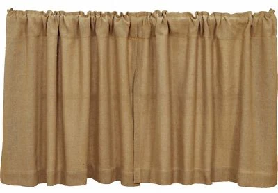 Juego de cortinas de café 100 % algodón con arpillera natural rústica bronceada 24" L Foto 1 de 4