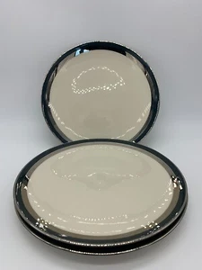 Set of 3 Vintage Flintridge China Black Contessa Lunch Plates 8-1/2” Made in CA - Picture 1 of 6