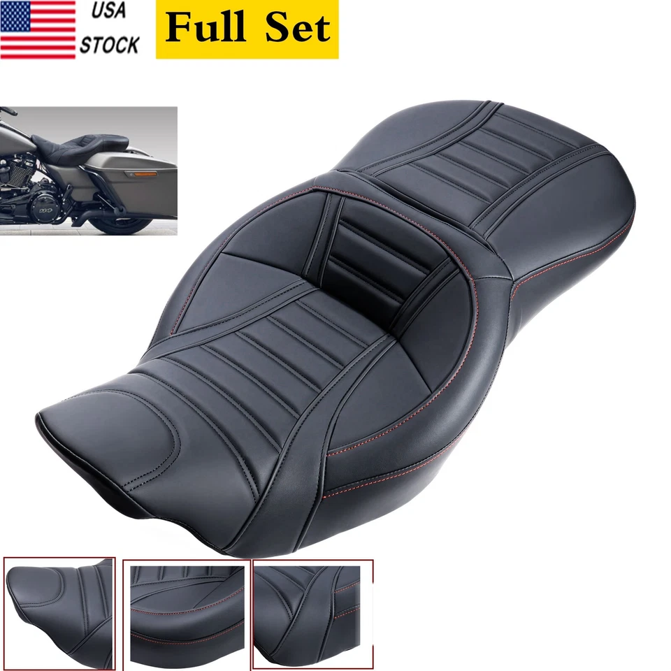 2-Up Full Seat For Harley Touring&Tri Glide Models 14-24 Faux Leather Easy Clean Foto 1 de 4