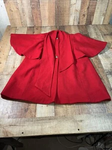 Red Cape coat Button Down Light Weight Attached Scarf - Picture 1 of 7