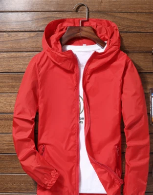 Men Waterproof Rain Jacket Hooded Breathable Lightweight Windbreaker Outwear - Image 1 of 4
