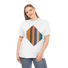 Unisex Heavy Blue, Orange, And White Abstract Painting Cotton Tee
