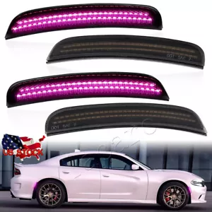 4PCS Smoked LED Side Marker Light Pink Purple Lamp For 2015-2023 Dodge Charger - Picture 1 of 13