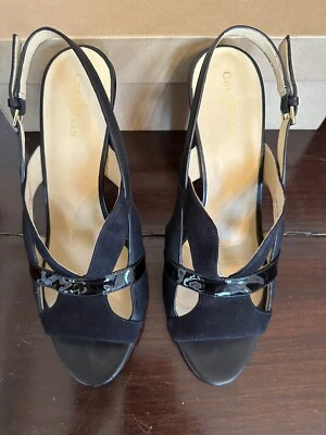 Zapatos de mujer Cole Haan McCarren sandalia negra gamuza y charol talla 9,5 Foto 1 de 4