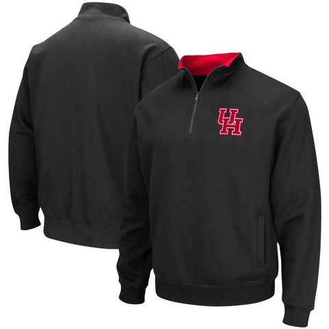Men's Colosseum Black Houston Cougars Tortugas Logo Quarter-Zip Pullover Jacket Cover