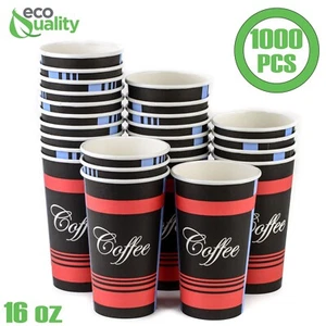 16oz Design Coffee Cups Hot Cold Drinks Disposable Hot Beverage BPA Free 1000pcs - Picture 1 of 3
