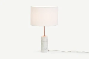 MADE Rita Table Lamp - Genuine Marble & Copper Desk LED Light Bed Side made.com - Picture 1 of 7