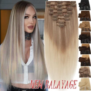 Extensiones de cabello humano Remy reales Remy con clip en cabeza completa UK CLERANCE nuevo balayage - Imagen 1 de 76