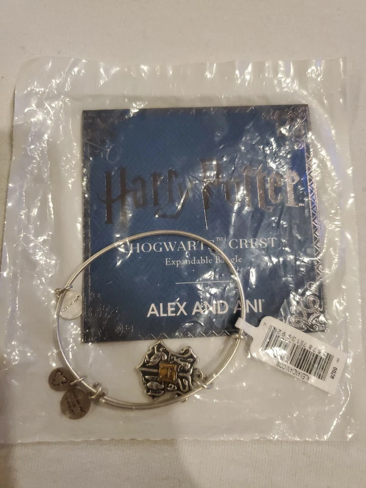 Alex and Ani Harry Potter Silver Hogwarts Crest Two-tone Charm Bangle Zb3