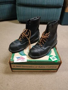 Vintage Tru-Guard Shoes Lace-Up Safety Toe Work Boots Men's Size 10 EEE Open Box - Picture 1 of 15