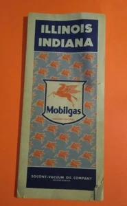 VINTAGE MOBILGAS ILLINOIS INDIANA CHICAGO & VICINITY MAP VG  - Picture 1 of 6