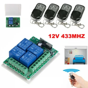 12V 433Mhz 4CH Raley Switch Receiver Wireless Garage Door Control+RF Remote Set - Picture 1 of 13