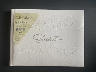 Libro de invitados de boda en relieve blanco (5,75"x7,5") Foto 1 de 4