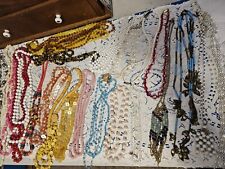 Lot Of 22 Vintage Beaded Necklaces Glass Wood Plastic  Metal Stone