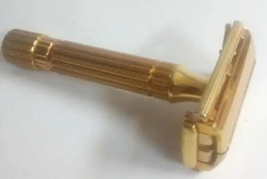 Gillette 1940's Aristocrat Fat Handle TTO Gold Safety Razor - Picture 1 of 12