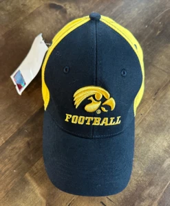 University of Iowa Hawkeyes Football-Adjustable Black/Gold Hat/Cap-NWT - Picture 1 of 3