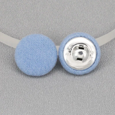 Cashmere Wool Fabric Covered Dome Metal Loop Aluminum Buttons Coat Sweater Diy - Image 1 of 4