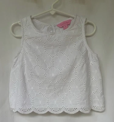 Top corto sin mangas con ojales blancos talla 6 de Lily Pulitzer para niñas Foto 1 de 4