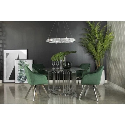 Silla de comedor giratoria Coaster contemporánea de terciopelo acolchado con brazo inclinado en verde Foto 1 de 2