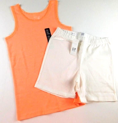 Gap Girl's Outfit 背心上衣和短裤橙色白色 XXL/13 码全新 — 第 1/2 张图片