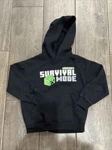 Minecraft Youth Boys Black Graphic Long Sleeve Hooded Hoodie Sweatshirt Boys 6/7 - Picture 1 of 2
