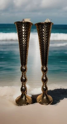 Jarrones centro de mesa (24 pulgadas de alto). Juego de 2. Metal color cobre Foto 1 de 4