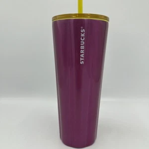 Nuevo vaso Starbucks 2023 acero inoxidable festoneado vaso frío rosa 24 oz con pajita - Imagen 1 de 3