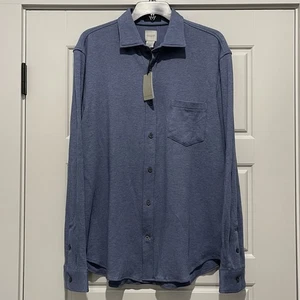 Giasone Men’s Longsleeve Button-Up Jersey Knit Shirt NWT Blue Size L - Picture 1 of 7