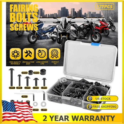 For Honda Suzuki Steel Yamaha Fairing Bolts Bodywork Black Screws Set of 177pcs - Image 1 of 4