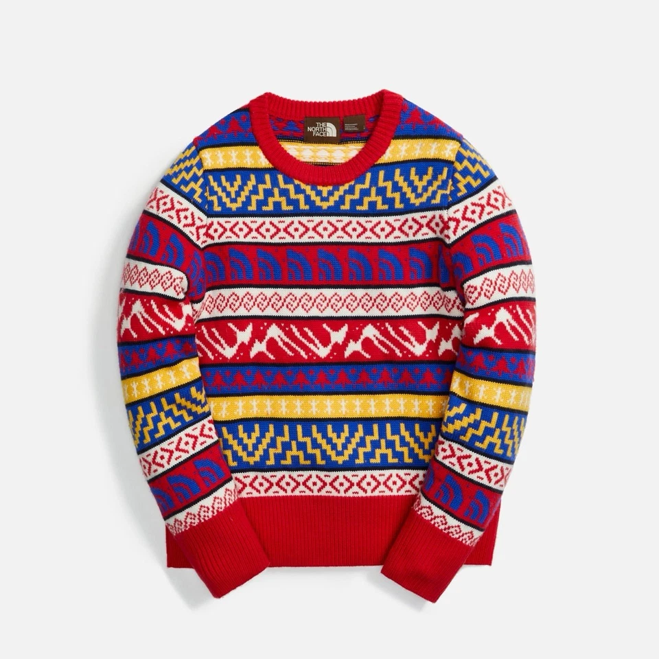 NORTH FACE Men's Brown Label Sweater 100% Wool Geometric Aztec Ski L TNF Vintage - Image 1 of 4