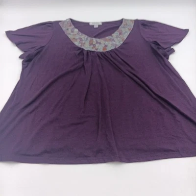 Dressbarn Top Womens 2X Purple Embellished Designer Collar Blouse - Image 1 of 4