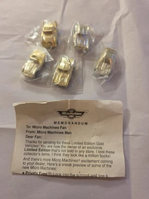 MICRO MACHINES GOLD CORVETTE LIMITED EDITION SET (5) SEALED,W/ INFO LETTER RARE! - Image 1 of 4