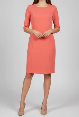 Worth Coral Pink Shift Dress Women’s Size 6 Knee Length Office Half Sleeve - Image 1 of 4