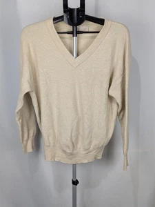 Philosophy Sweater Women’s L Cream V-Neck Long Sleeve Super Soft Cozy Pullover - Picture 1 of 9