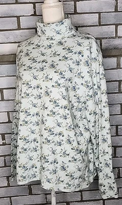 L.L. Bean Women's Long Sleeve Cotton Floral Turtleneck Top Plus Sz 3X Multicolor - Image 1 of 4
