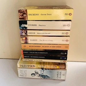 Classic Book Bundle x 10 Mixed Paperback Lot Penguin, Dickens Brontë Hardy Etc - Picture 1 of 10