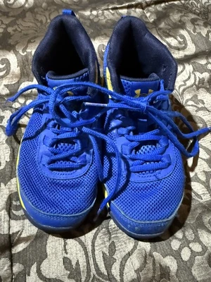 Under Armour Boys 4200714624 Blue & Yellow Basketball Shoes Sneakers Size 1Y - Image 1 of 4
