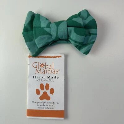 Pajarita hecha a mano para perro verde azulado Ghana África comercio justo deslizamiento sobre cuello talla 1 nueva con etiquetas Foto 1 de 4